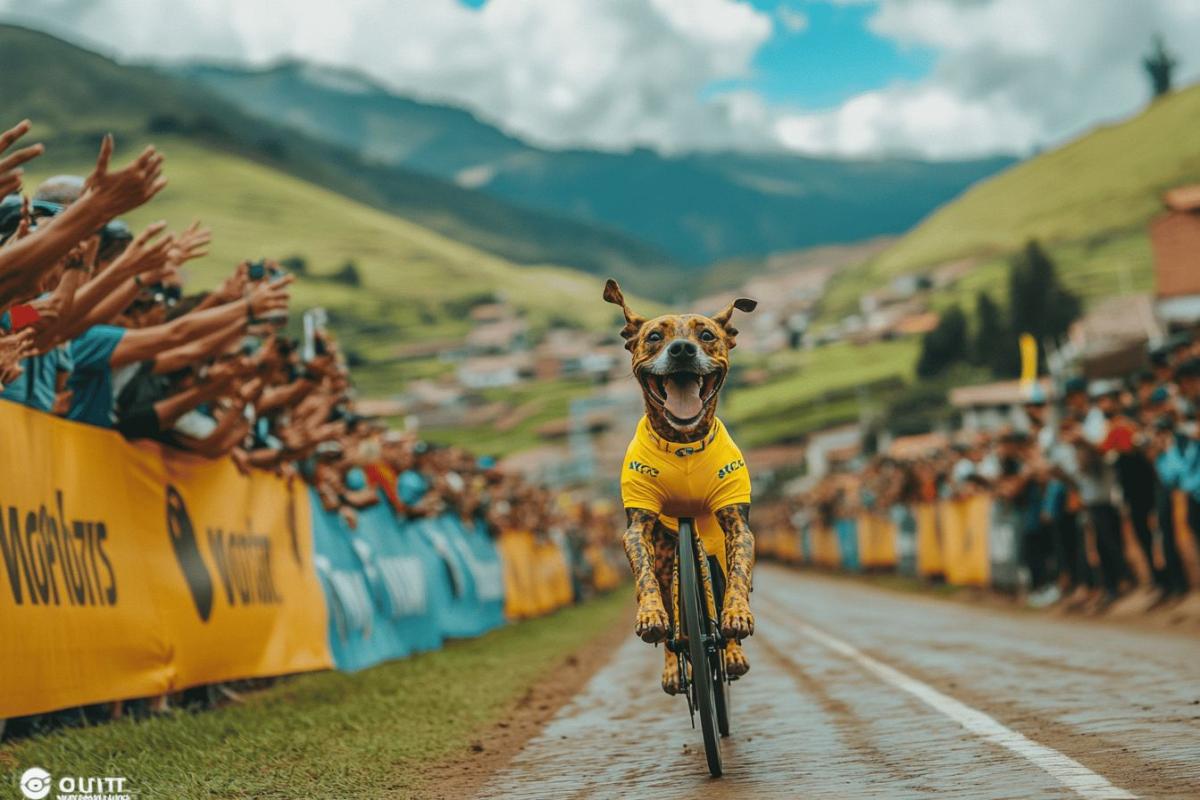 Perro ciclista sorprende en el Tour de Colombia al terminar en puesto 13