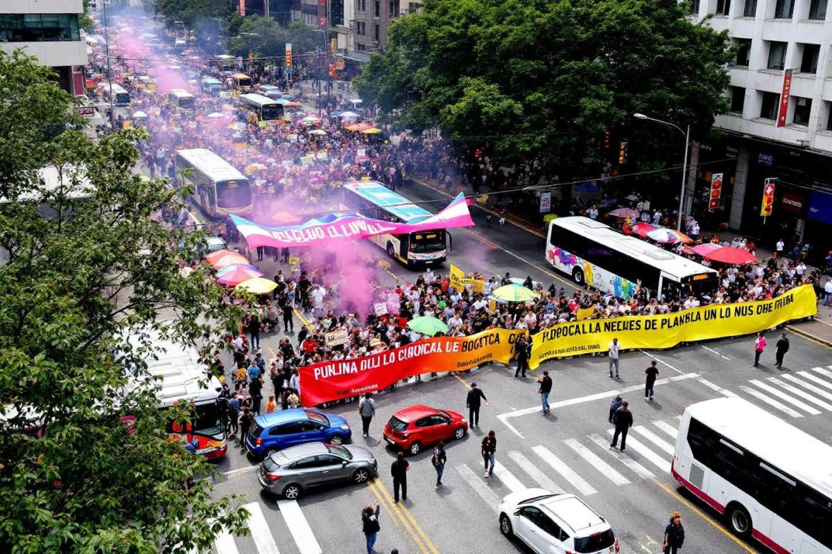 Movilidad Bogotá : manifestación en calle 26 afecta TransMilenio y vías