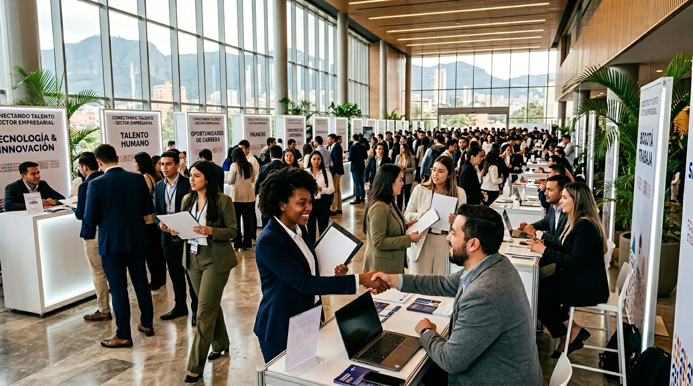 Profesionales en evento de networking y oportunidades laborales.