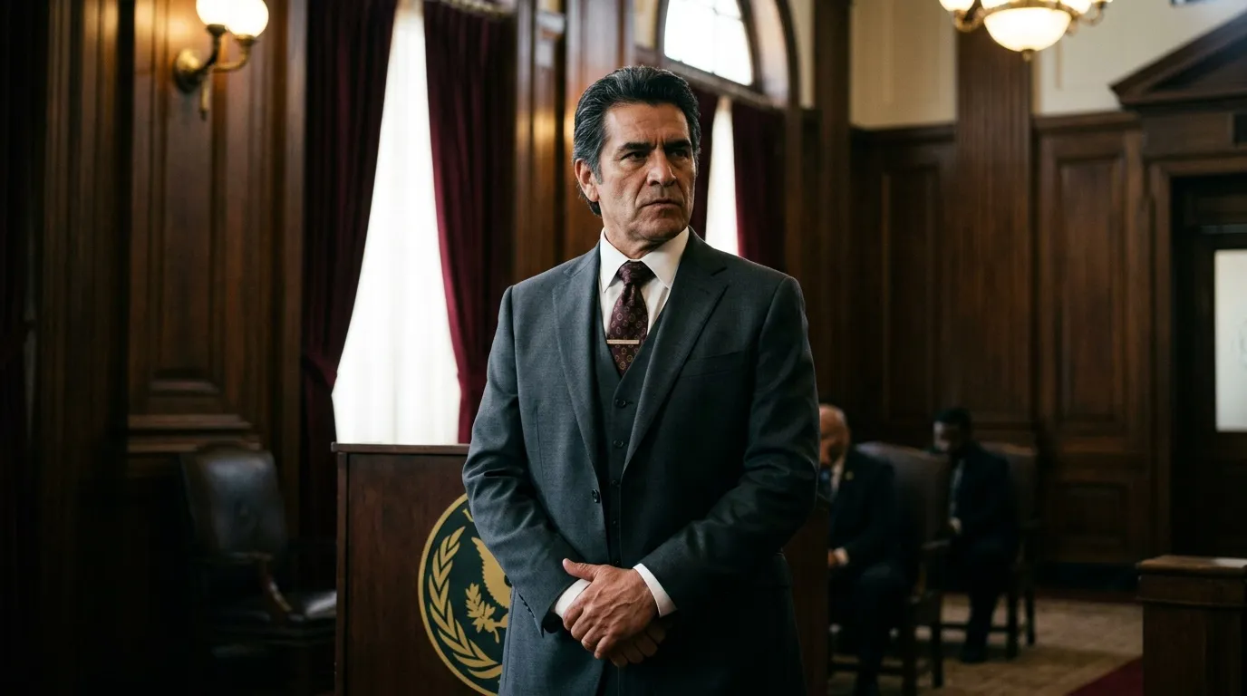 Hombre de traje en interior de juzgado formal