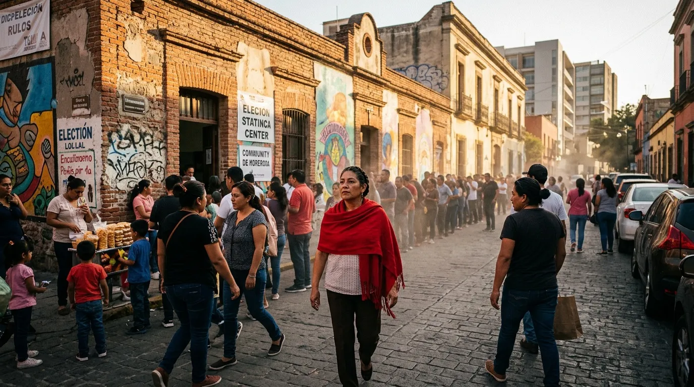 Ciudadanos hacen fila para votar en centro electoral comunitario