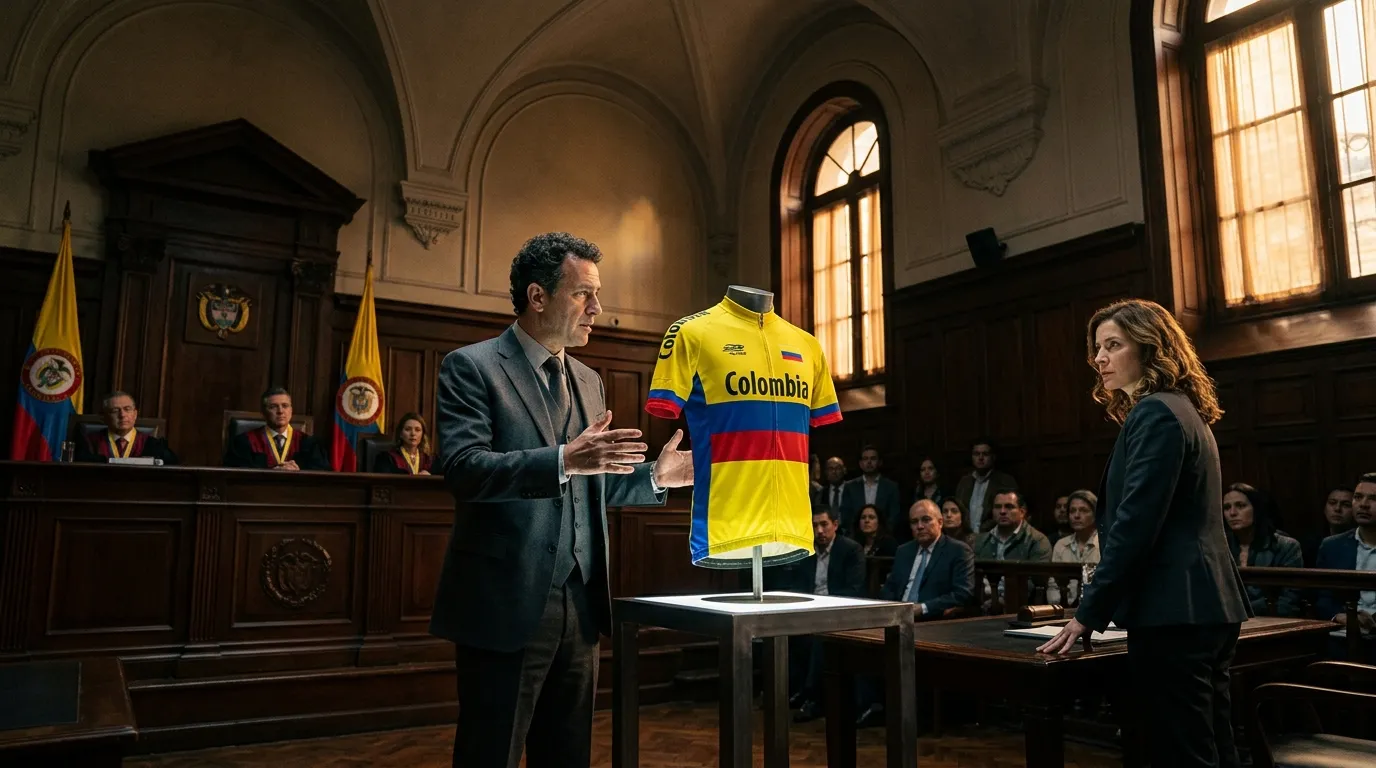 Hombre presenta camiseta Colombia en sala de juzgado ante juez