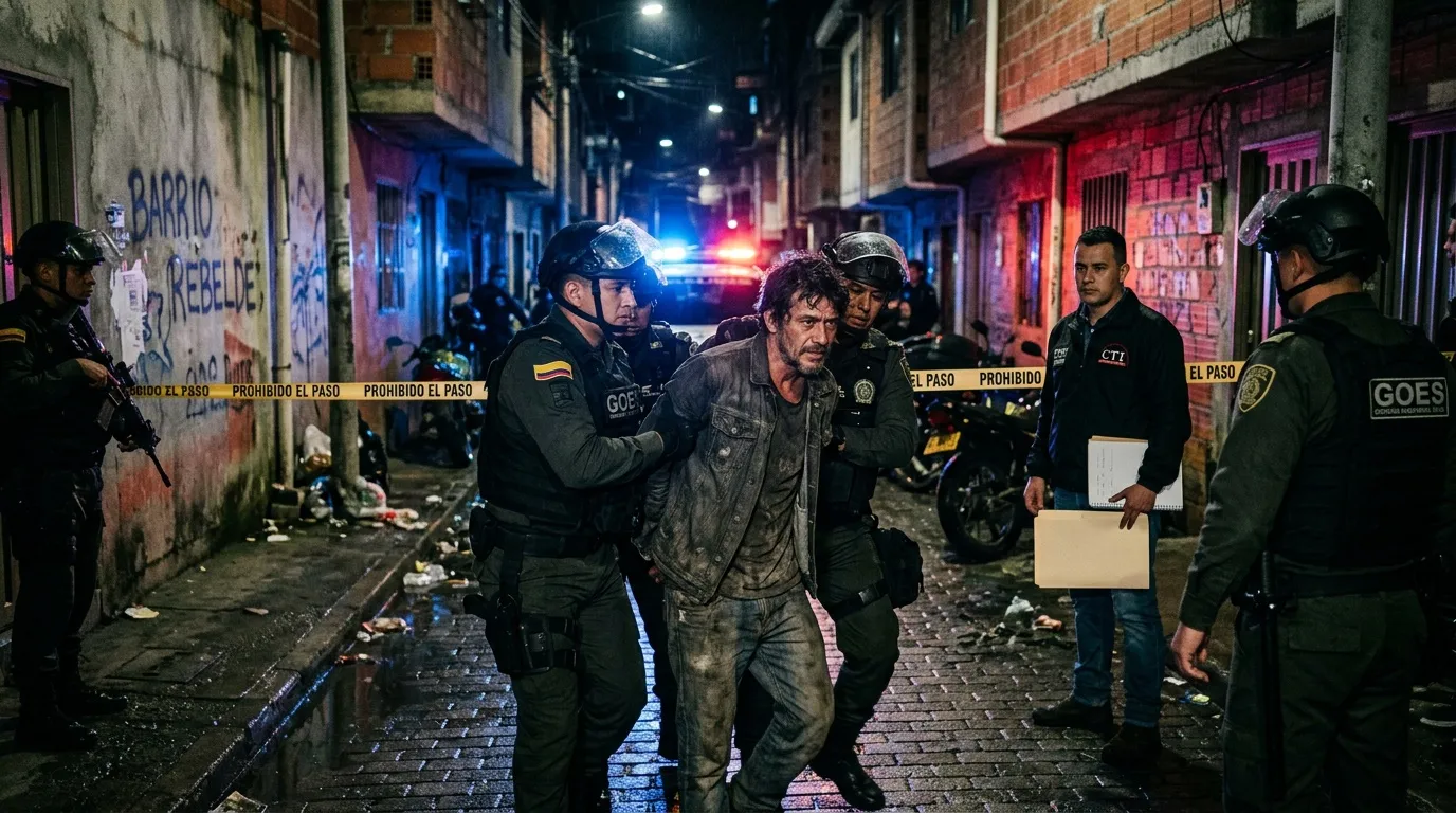 PolicÃas detienen a hombre en calle oscura de noche