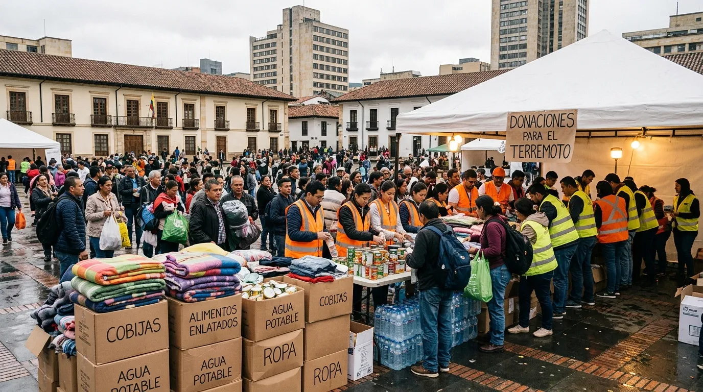 Donaciones de alimentos, agua y ropa para víctimas de terremoto