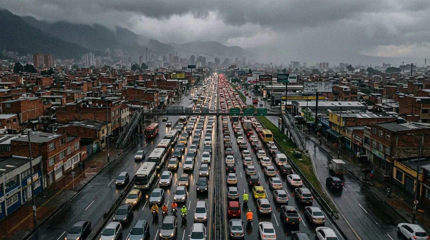 Miles de taxis atrapados en embotellamiento en ciudad andina.