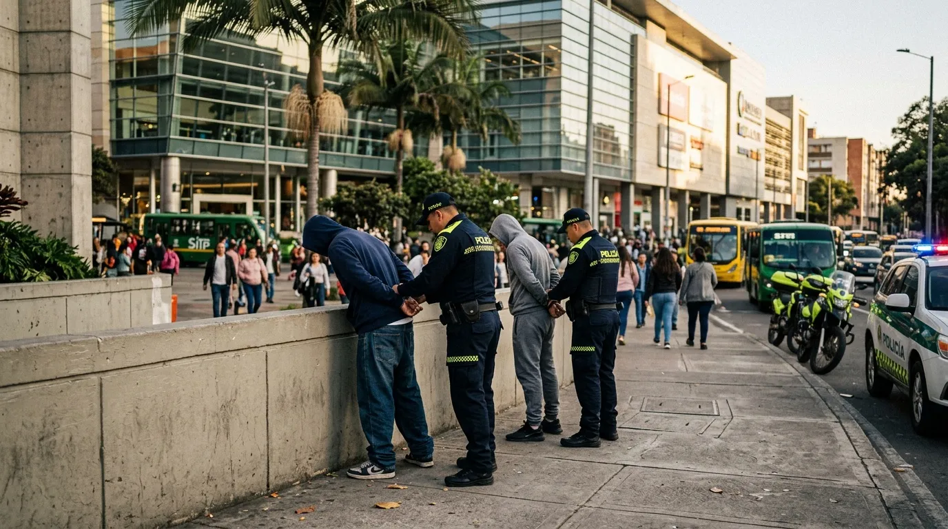 PolicÃas realizan control a personas en calle de ciudad