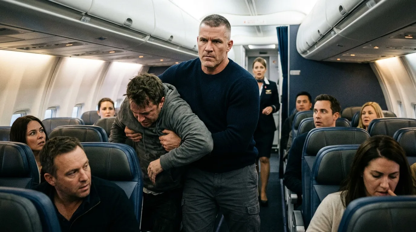 Hombre causando disturbio dentro de un avión lleno de pasajeros